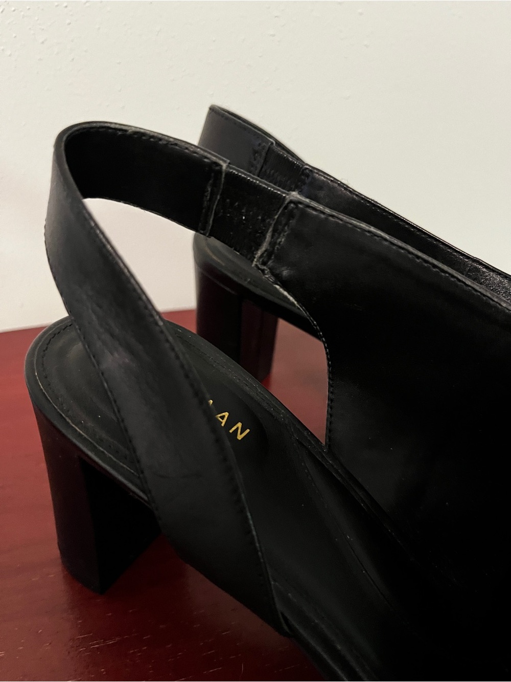 Cole Haan Womens Vania Pump Size 9 Black Leather D'Orsay Slingback Block Heel - Picture 3 of 12